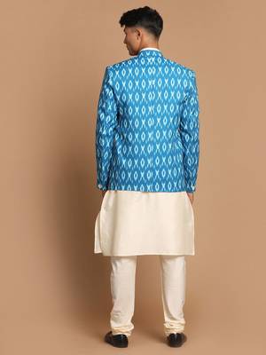 Turquoise And Cream Viscose Ethnic Combo Set 3