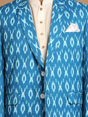 Turquoise And Cream Viscose Ethnic Combo Set 4