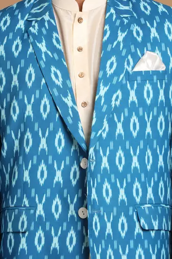 Turquoise And Cream Viscose Ethnic Combo Set