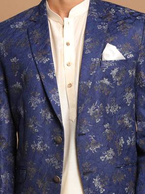 Navy Blue And Cream Viscose Ethnic Combo Set 4