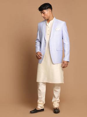 Blue And Cream Viscose Ethnic Combo Set 1