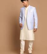 Blue And Cream Viscose Ethnic Combo Set