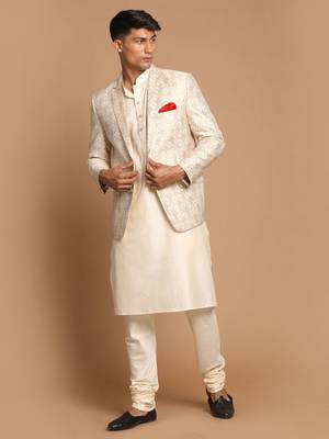 Gold And Cream Viscose Ethnic Combo Set 1