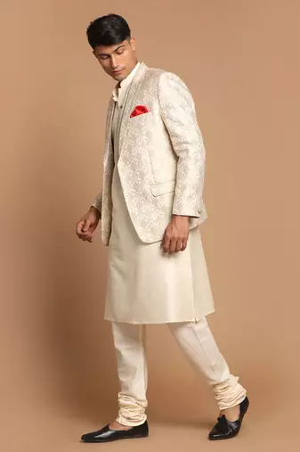 Gold And Cream Viscose Ethnic Combo Set