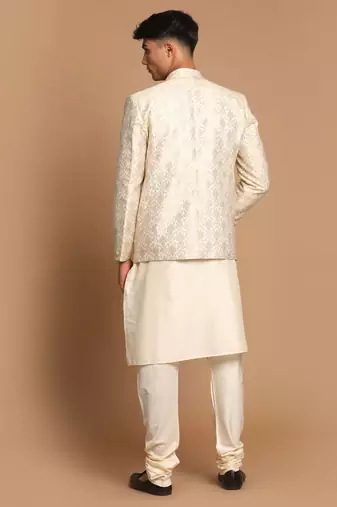 Gold And Cream Viscose Ethnic Combo Set