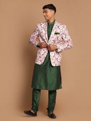 Green Poly Viscose Ethnic Combo Set 1