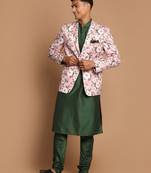 Green Poly Viscose Ethnic Combo Set