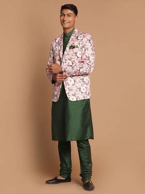 Green Poly Viscose Ethnic Combo Set 2