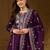 women purple silk blend yoke design zari straight kurta palazzo with dupatta