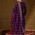 women purple silk blend yoke design zari straight kurta palazzo with dupatta