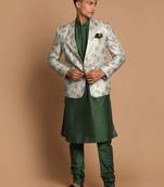 Men'S Green Poly Viscose Ethnic Combo Set