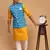Mustard, Turquoise And White Cotton Blend Jacket, Kurta And Pyjama Set