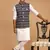 Black And White Cotton Blend Jacket, Kurta And Pyjama Set