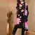 Black Rayon blend floral printed kurta set