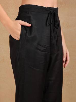 Black Rayon blend floral printed kurta set 5