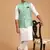 Green And White Cotton Blend Jacket, Kurta And Pyjama Set