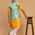 Mustard, Green And White Cotton Blend Jacket, Kurta And Pyjama Set