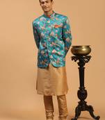 Men'S Pink And Rose Gold Poly Viscose Ethnic Combo Set