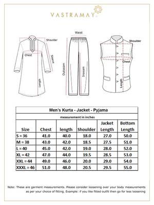 Men'S Maroon And Orange Silk Blend Jacket, Kurta And Pyjama Set 5