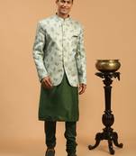 Men'S Green Poly Viscose Ethnic Combo Set