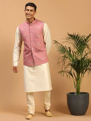 Onion Viscose Jacket, Kurta And Pyjama Set 1