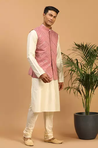 Onion Viscose Jacket, Kurta And Pyjama Set
