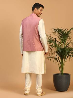 Onion Viscose Jacket, Kurta And Pyjama Set 3