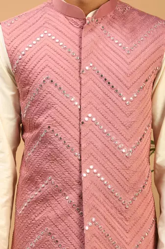 Onion Viscose Jacket, Kurta And Pyjama Set