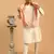 Onion Pink And Cream Viscose Jacket, Kurta And Pyjama Set