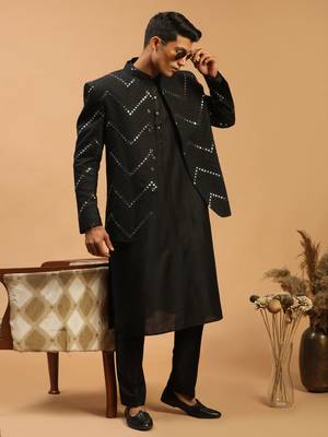 Black Viscose Ethnic Combo Set 1