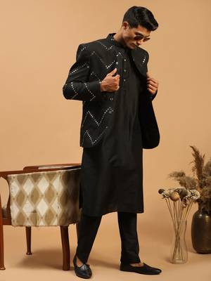 Black Viscose Ethnic Combo Set 2