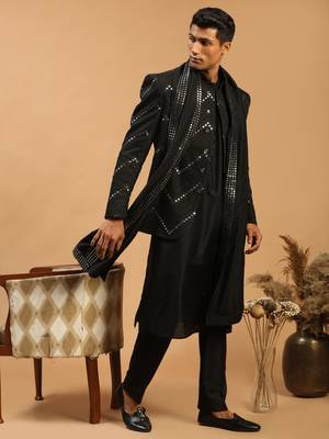 Black Viscose Ethnic Combo Set 1