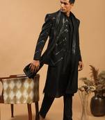 Men'S Black Viscose Ethnic Combo Set