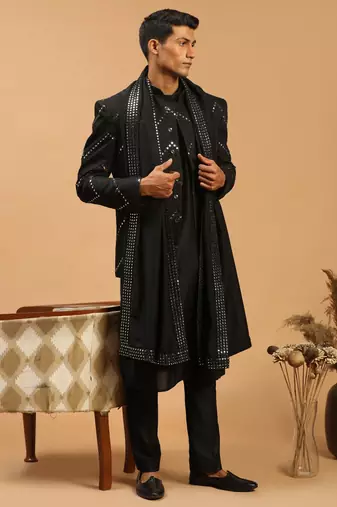 Black Viscose Ethnic Combo Set