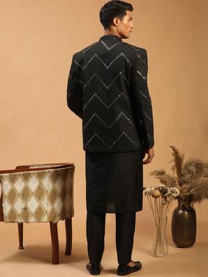 Black Viscose Ethnic Combo Set 3