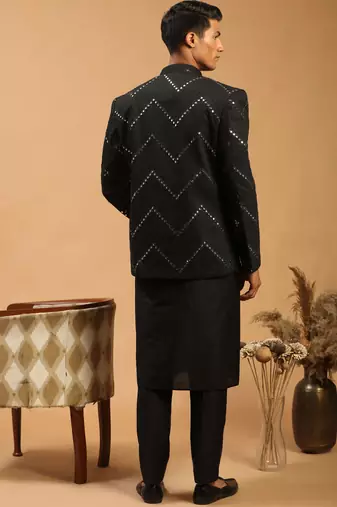 Black Viscose Ethnic Combo Set