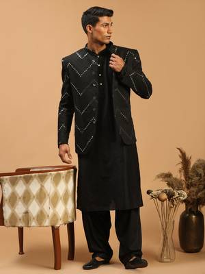 Black Viscose Ethnic Combo Set 1