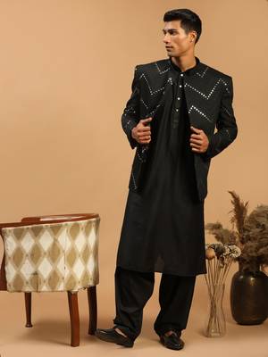 Black Viscose Ethnic Combo Set 2