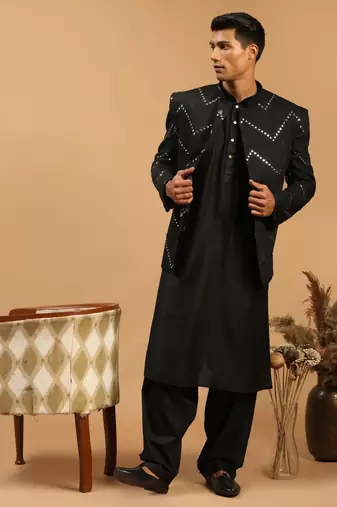 Black Viscose Ethnic Combo Set