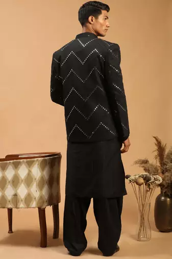 Black Viscose Ethnic Combo Set