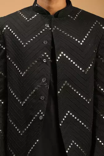 Black Viscose Ethnic Combo Set