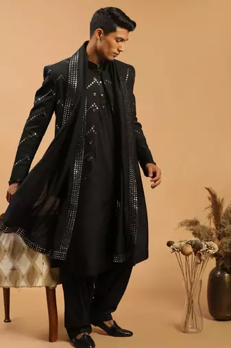 Black Viscose Ethnic Combo Set