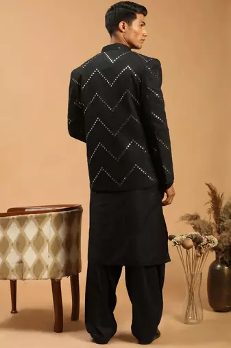Black Viscose Ethnic Combo Set