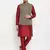 Black And Maroon Silk Blend Jacket, Kurta And Pyjama Set
