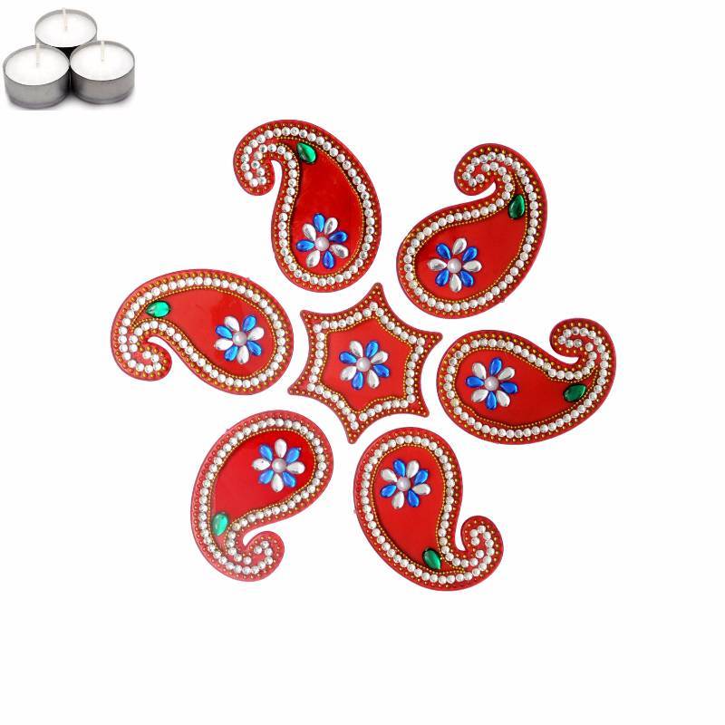 Red Mango Shape acrylic Rangoli Set Fit2Gift 665873