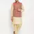 Maroon And Gold Silk Blend Jacket, Kurta And Pyjama Set