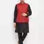 Black And Maroon Silk Blend Jacket, Kurta And Pyjama Set