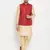 Maroon And Gold Silk Blend Jacket, Kurta And Pyjama Set
