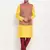 Yellow And Maroon Silk Blend Jacket, Kurta And Pyjama Set