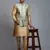 Mint Green And Rose Gold Silk Blend Jacket, Kurta And Pyjama Set